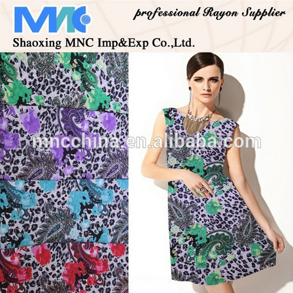 rayon printed weaving fabric/shaoxing mnc woven